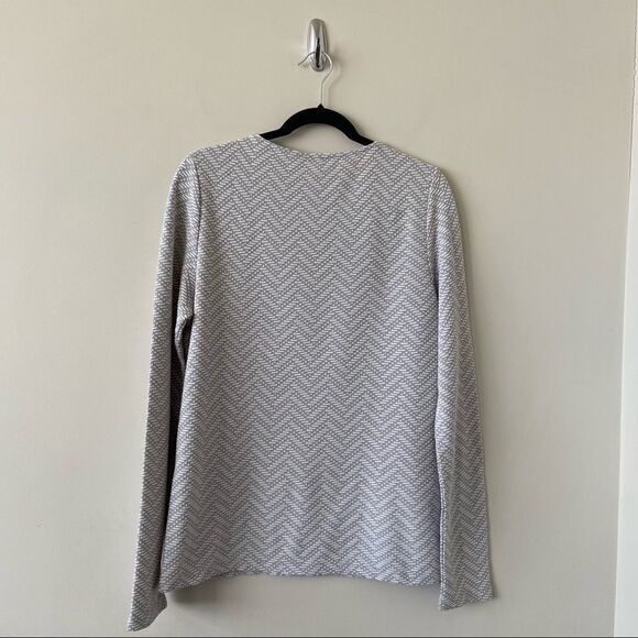 Reiss-textured Jacquard Grey & White Long Sleeve Top - Picture 2 of 8